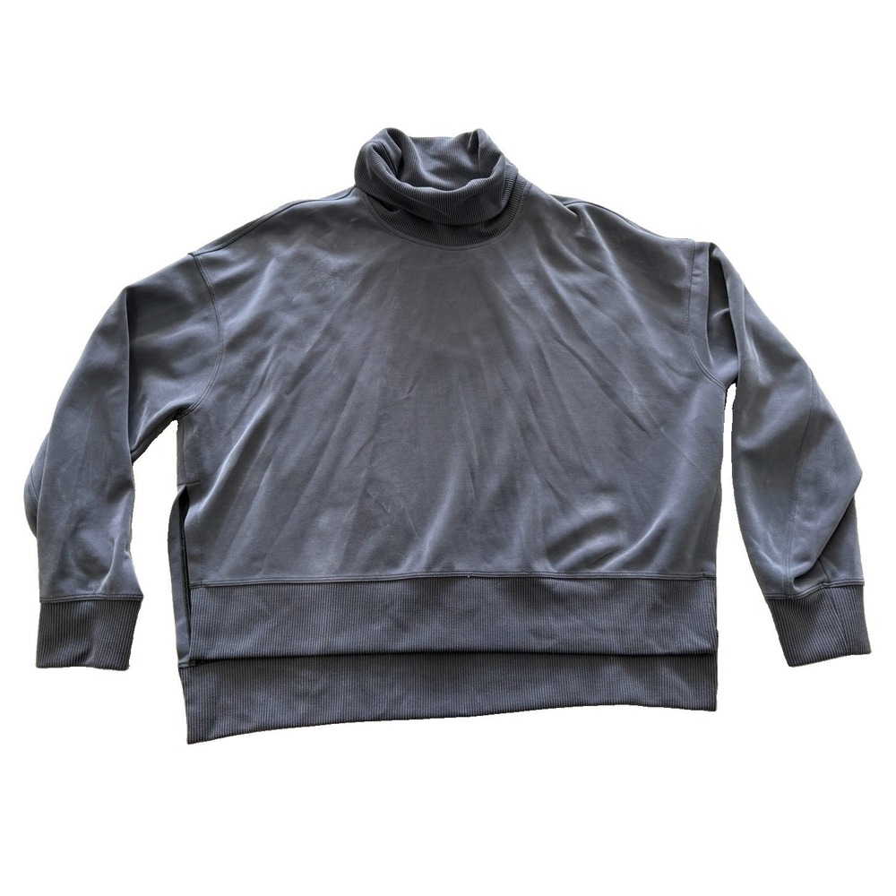 Lululemon High Lines Pullover Size 6 Gray Funnel Neck Pleated Back Athleisure